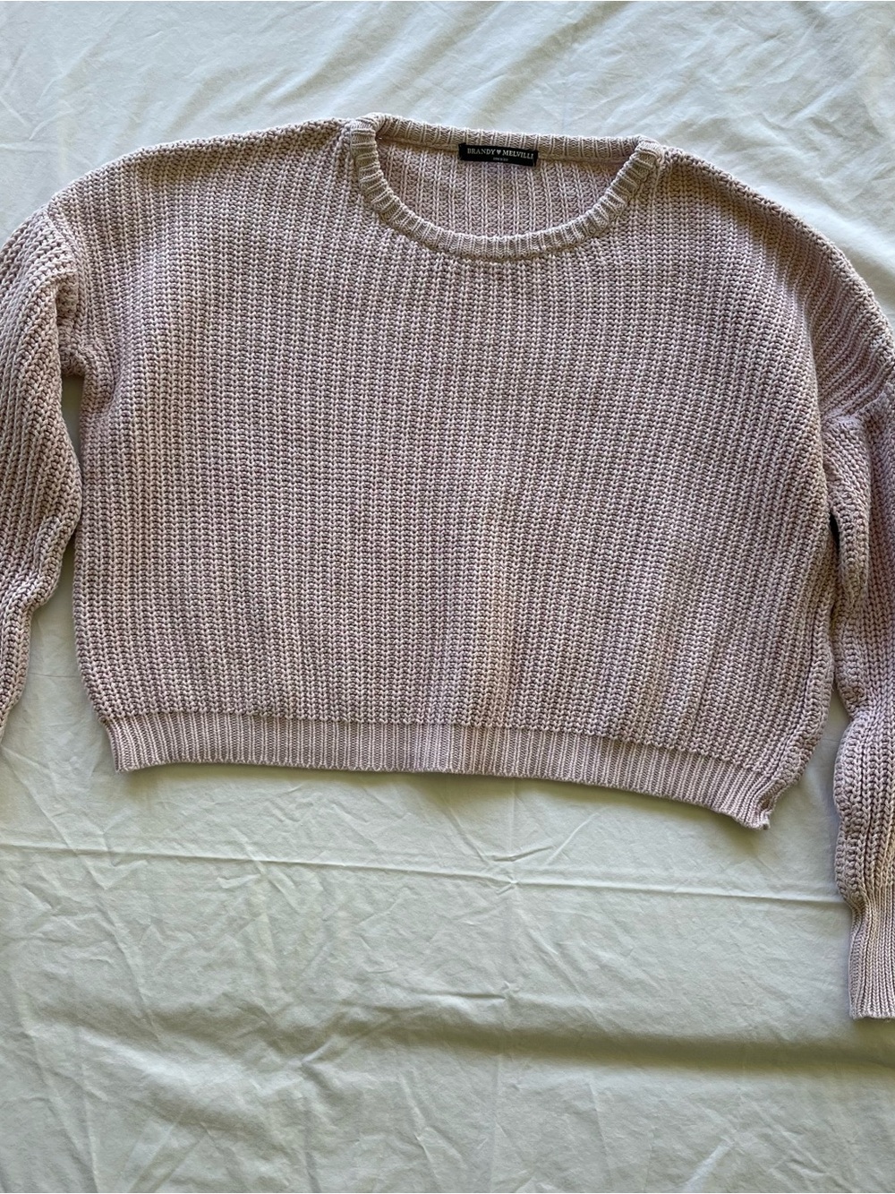 Brandy Melville Light Mauve Cropped Crewneck Sweater